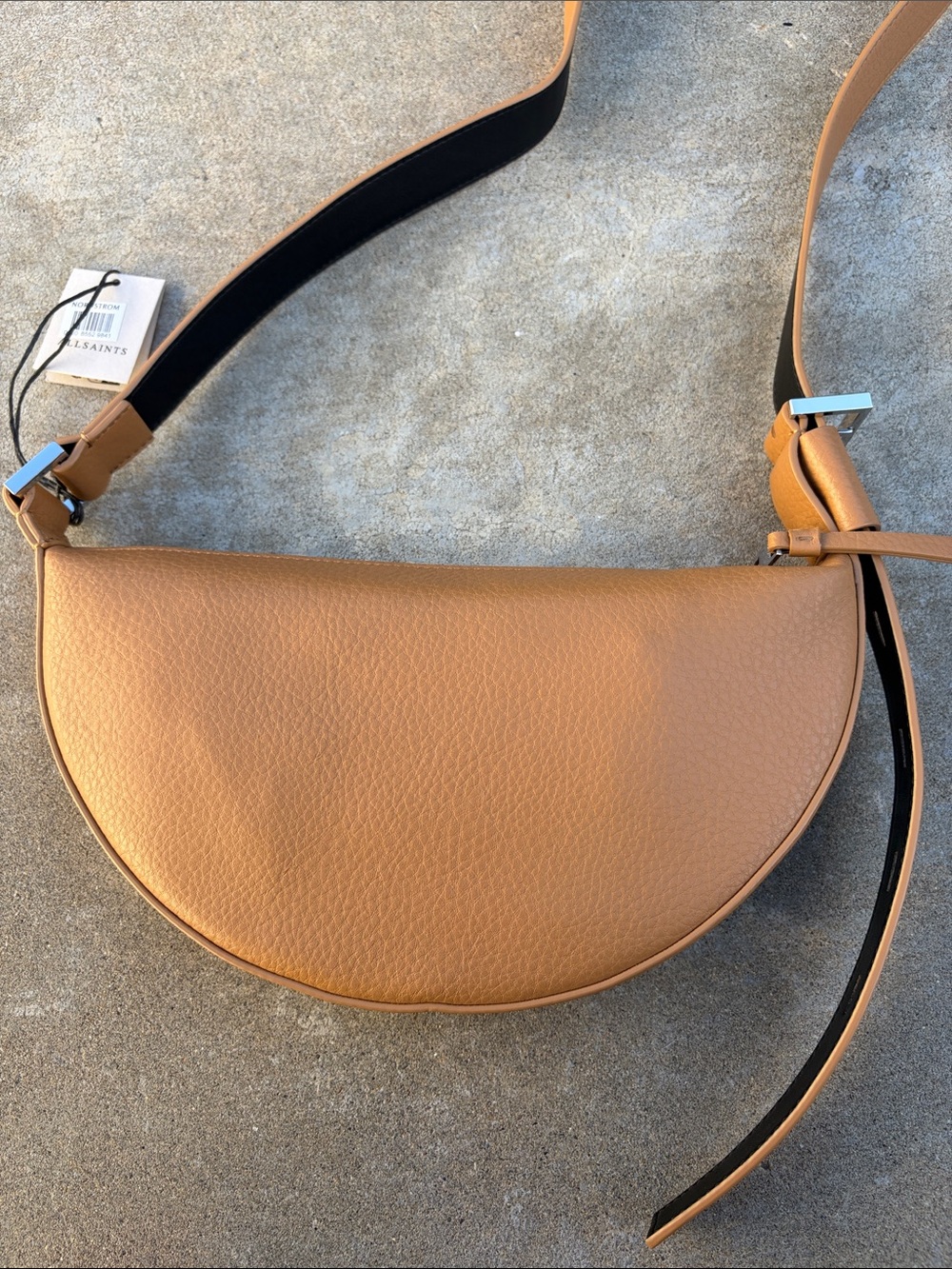 NWT AllSaints Half Moon Crossbody Bag Purse in Palisade Tan - Picture 5 of 10
